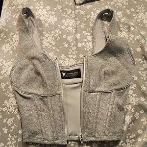Victoria's Secret Gray Zip-Up Crop/Corset Top